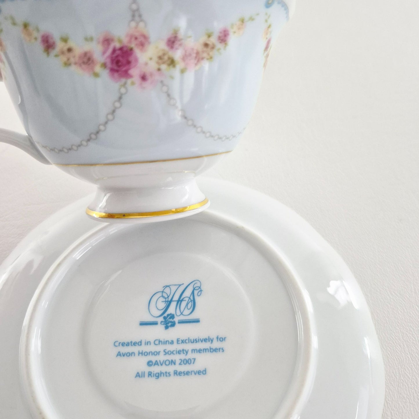 Avon Honor Society Teacup and Saucer, 2 Sets, 2007 & 2008