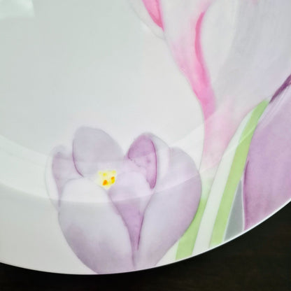 Mikasa "Spring Crocus" Rim Soup Bowl Set, c.1984-87 Japan