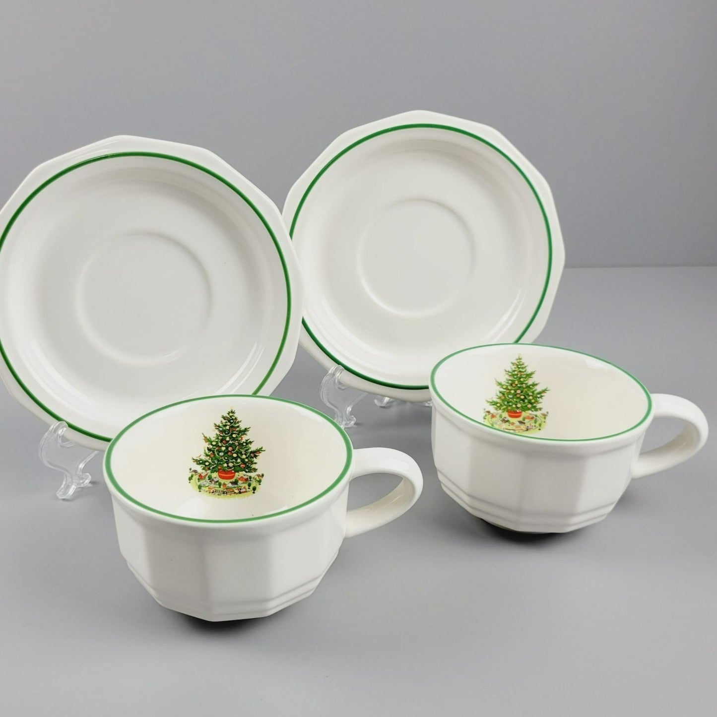 Pfaltzgraff Christmas Heritage Cup & Saucer, 2 Sets, USA Made