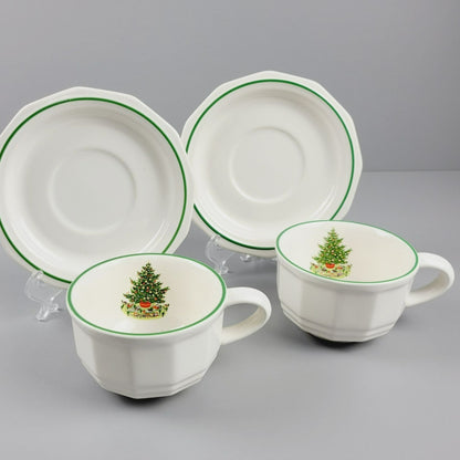 Pfaltzgraff Christmas Heritage Cup & Saucer, 2 Sets, USA Made
