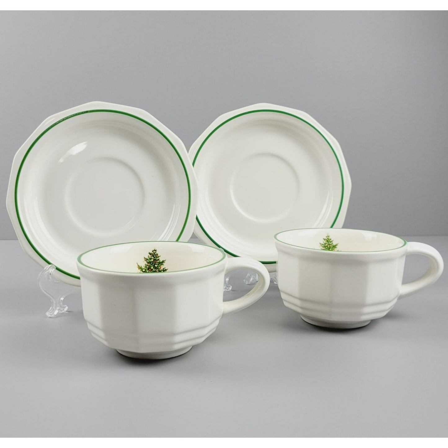 Pfaltzgraff Christmas Heritage Cup & Saucer, 2 Sets, USA Made