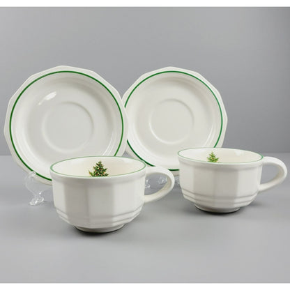 Pfaltzgraff Christmas Heritage Cup & Saucer, 2 Sets, USA Made