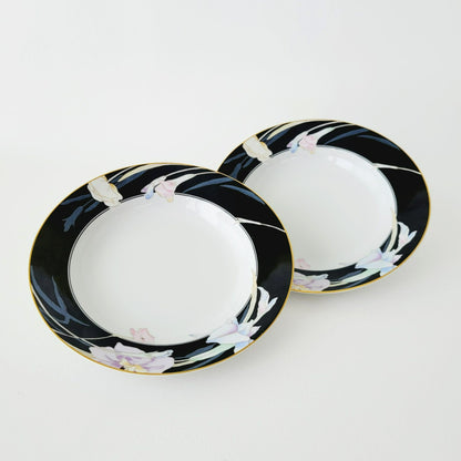 Mikasa Charisma Black Rimmed Soup Bowl Set of 2, c1983-97 Japan
