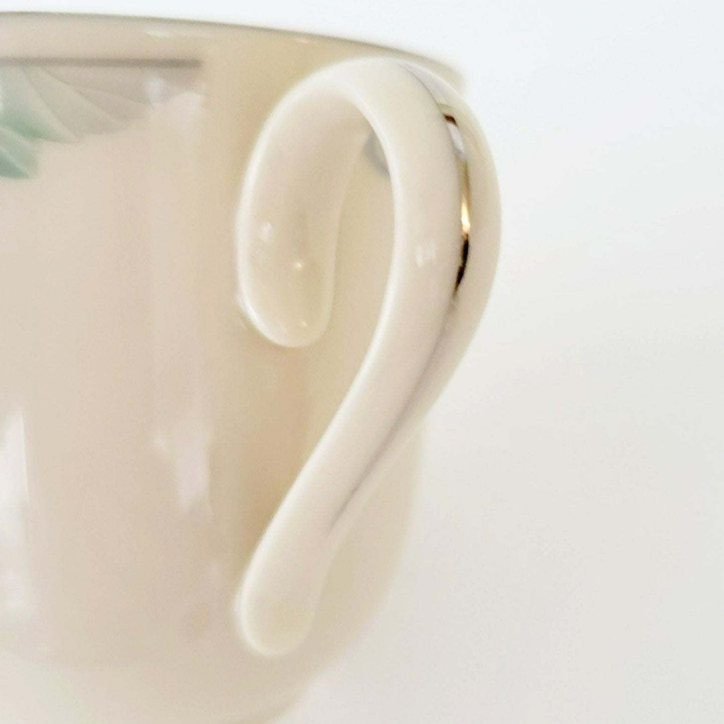 Lenox Brentwood Teacup & Saucer, 2 Sets, Blue & Green Floral, Platinum Trim, c.1980s USA