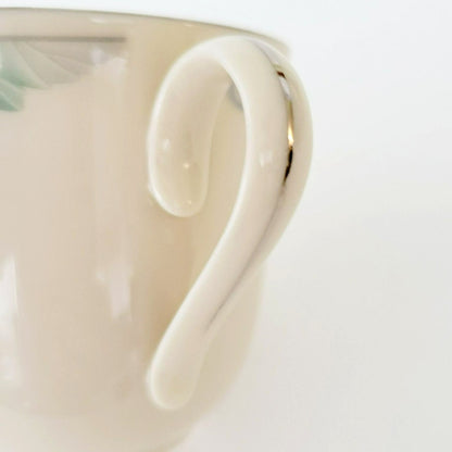 Lenox Brentwood Teacup & Saucer, 2 Sets, Blue & Green Floral, Platinum Trim, c.1980s USA