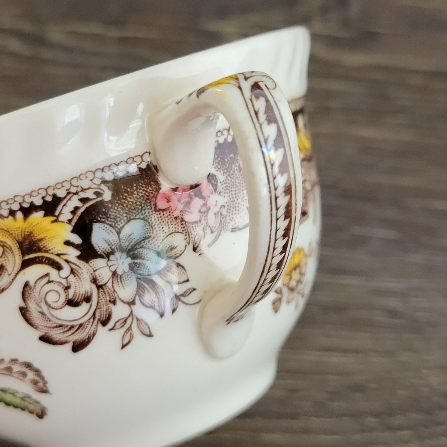 Johnson Bros Devonshire Brown Teacup & Saucer, 2 Sets, Made in England