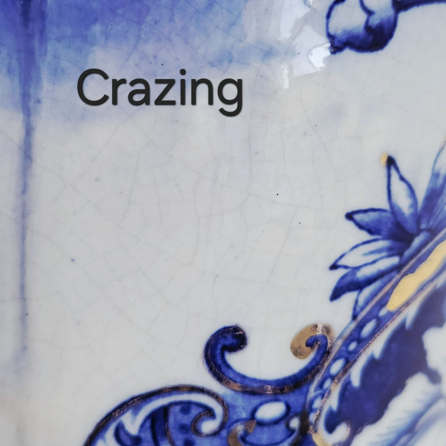 Antique Flow Blue Floral Water Pitcher