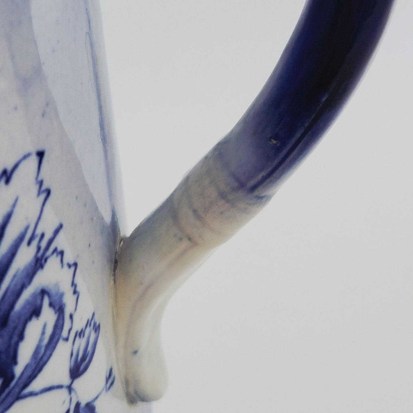 Antique Flow Blue Floral Water Pitcher