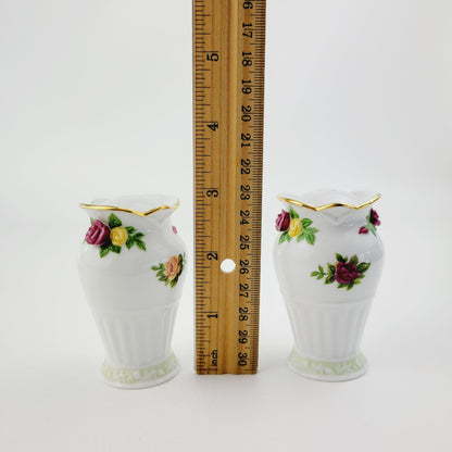 Royal Albert Old County Roses Salt, Pepper & Tray Set