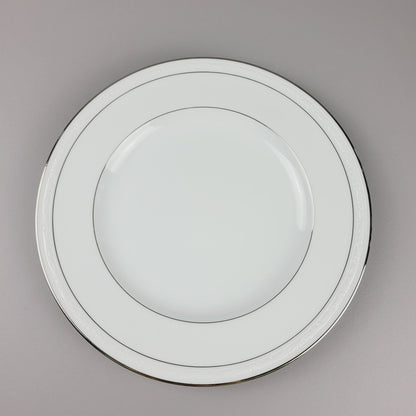 Noritake Stoneleigh Dinner Plate, Embossed Scroll Band & Platinum Rings