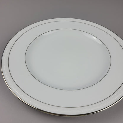 Noritake Stoneleigh Dinner Plate, Embossed Scroll Band & Platinum Rings