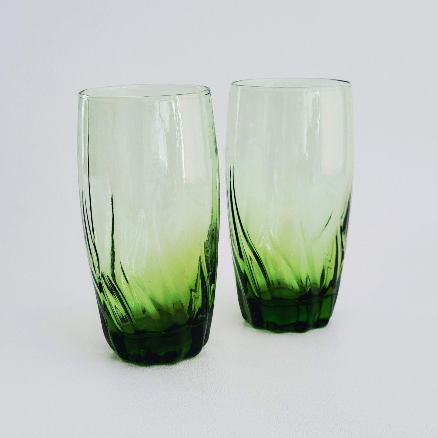 Anchor Hocking Central Park Ivy Green Tumbler Glass Set, of 2, USA Made