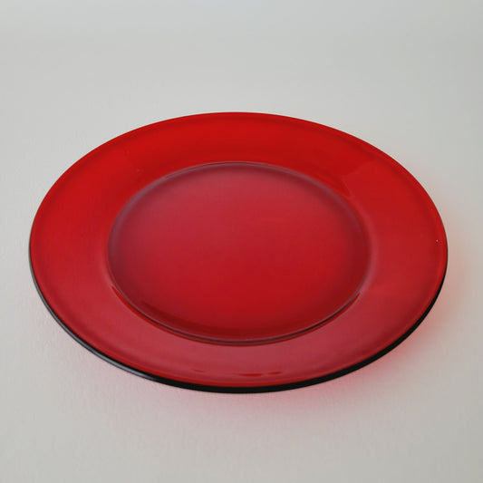 Arcoroc Cocoon Ruby Red Smooth Glass Salad Plate, Made in France