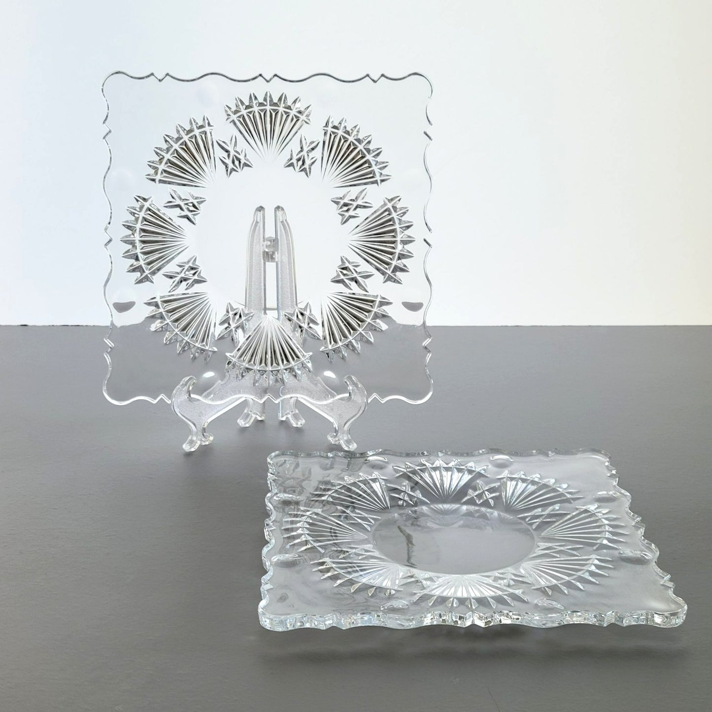 Godinger Freedom Crystal Square Salad Plate Set of 2, Made in Czech Republic