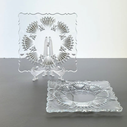 Godinger Freedom Crystal Square Salad Plate Set of 2, Made in Czech Republic