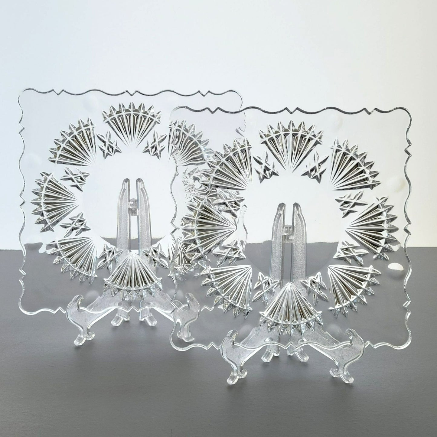 Godinger Freedom Crystal Square Salad Plate Set of 2, Made in Czech Republic