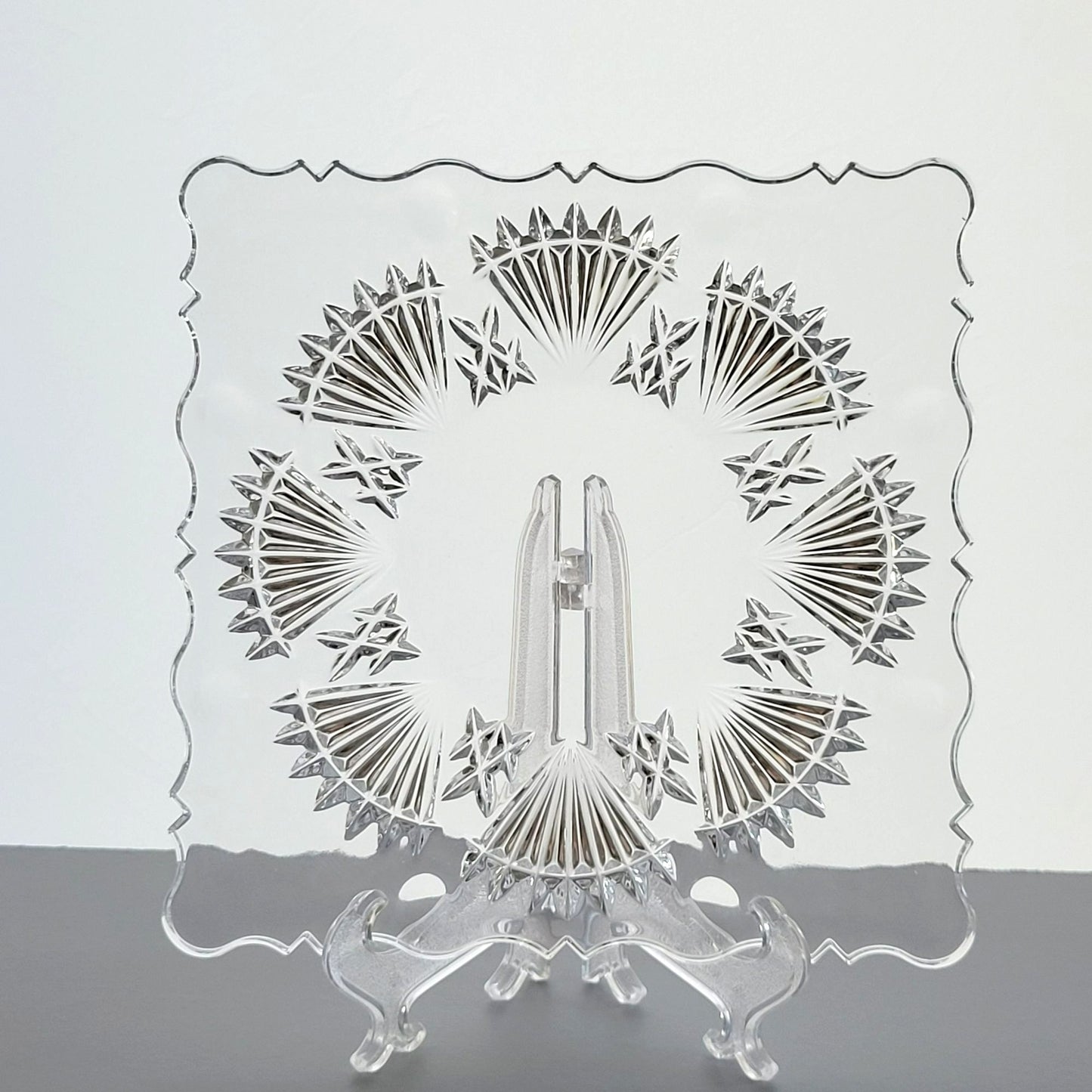 Godinger Freedom Crystal Square Salad Plate Set of 2, Made in Czech Republic