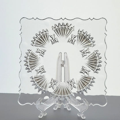 Godinger Freedom Crystal Square Salad Plate Set of 2, Made in Czech Republic