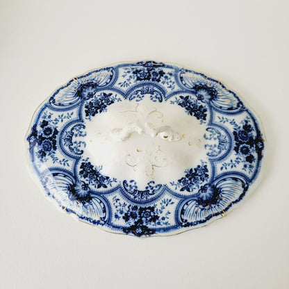 Antique J&G Meakin York Flow Blue Covered Dish