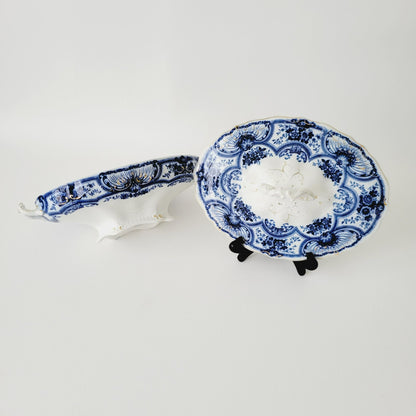 Antique J&G Meakin York Flow Blue Covered Dish