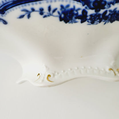 Antique J&G Meakin York Flow Blue Covered Dish