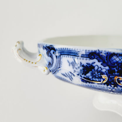 Antique J&G Meakin York Flow Blue Covered Dish