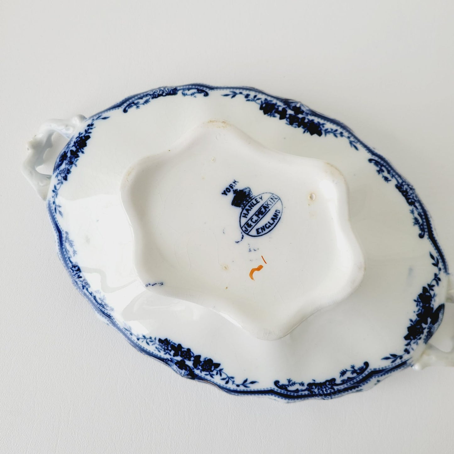 Antique J&G Meakin York Flow Blue Covered Dish