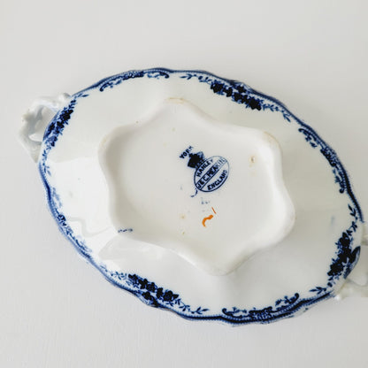 Antique J&G Meakin York Flow Blue Covered Dish