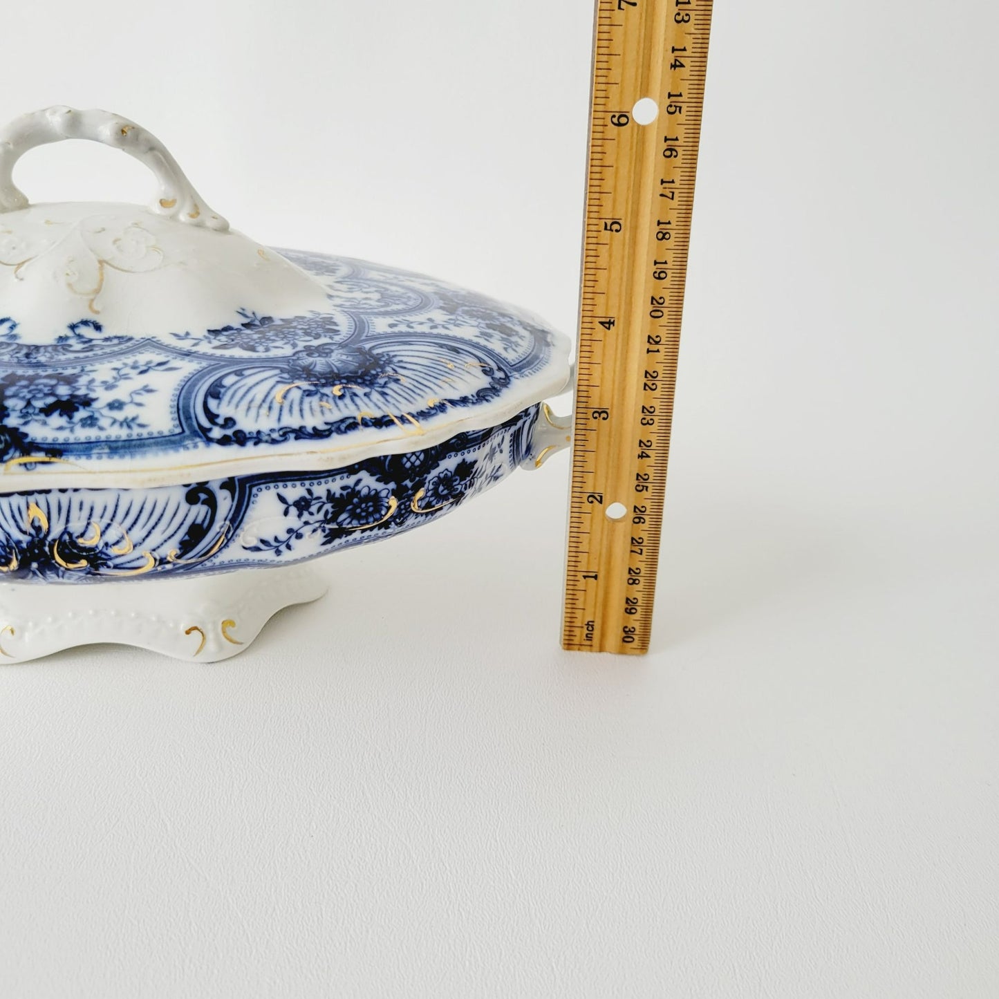 Antique J&G Meakin York Flow Blue Covered Dish