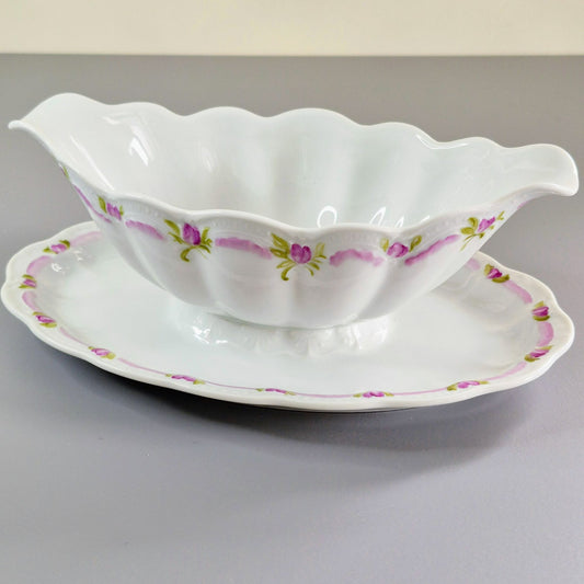 Hutschenreuther "Viktoria" Gravy Boat & Plate, c.1990s Germany