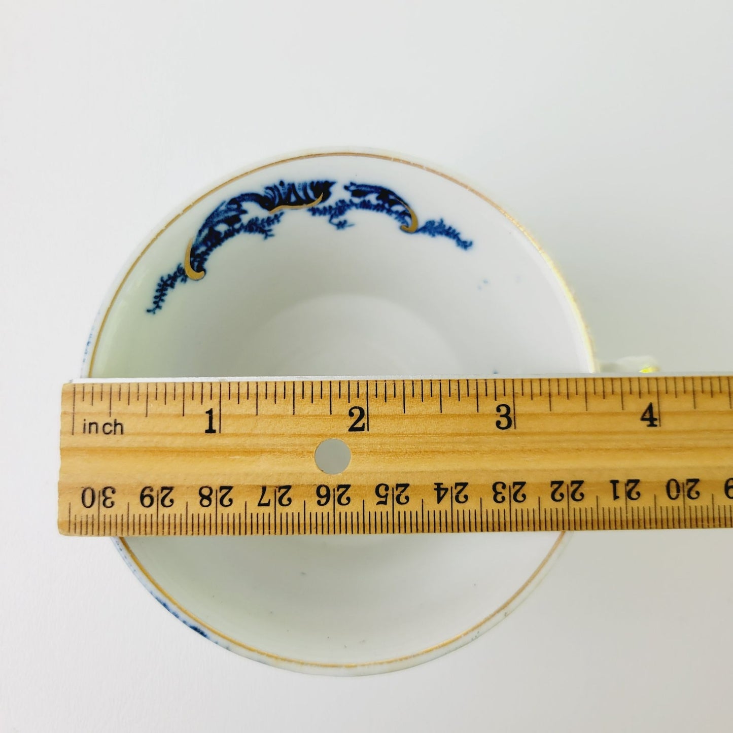 Antique J&G Meakin York Flow Blue Teacup and Saucer, c.1890-1910 England