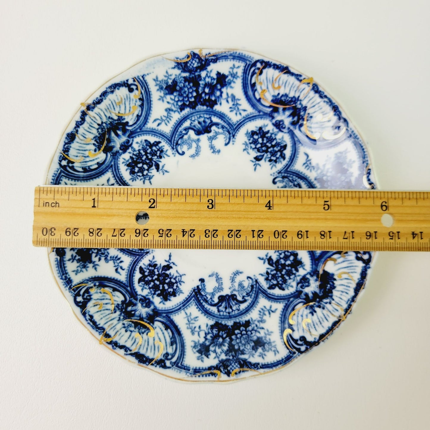 Antique J&G Meakin York Flow Blue Teacup and Saucer, c.1890-1910 England