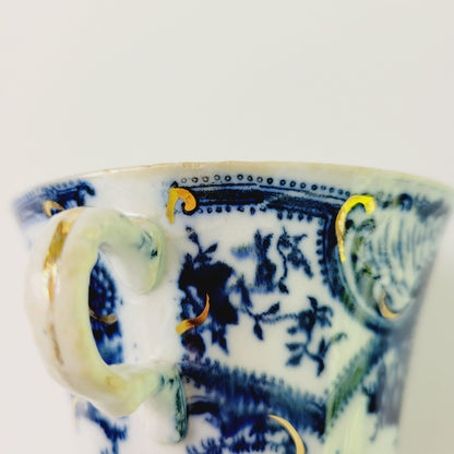 Antique J&G Meakin York Flow Blue Teacup and Saucer, c.1890-1910 England