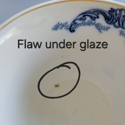 Antique J&G Meakin York Flow Blue Teacup and Saucer, c.1890-1910 England
