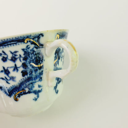 Antique J&G Meakin York Flow Blue Teacup and Saucer, c.1890-1910 England