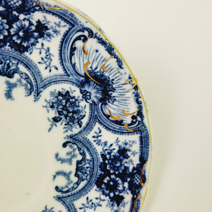 Antique J&G Meakin York Flow Blue Teacup and Saucer, c.1890-1910 England