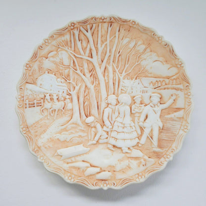 Fenton Milk Glass Currier & Ives Winter Pastime Plate, c.1983 USA