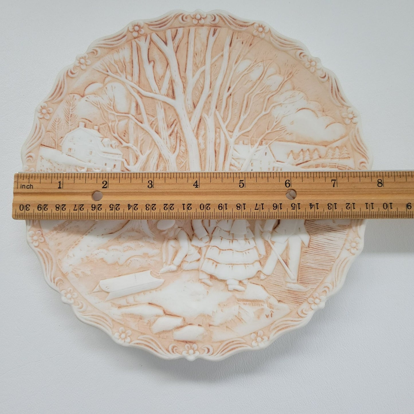 Fenton Milk Glass Currier & Ives Winter Pastime Plate, c.1983 USA