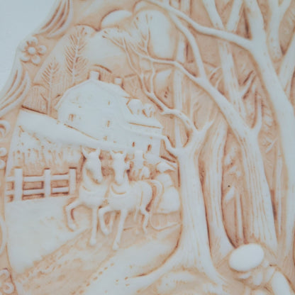 Fenton Milk Glass Currier & Ives Winter Pastime Plate, c.1983 USA