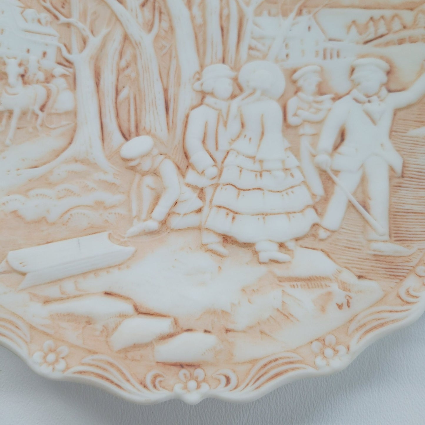 Fenton Milk Glass Currier & Ives Winter Pastime Plate, c.1983 USA