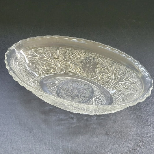 Anchor Hocking Sandwich Clear 8" Oval Serving Bowl, c.1940-60 USA