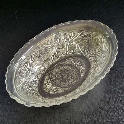Anchor Hocking Sandwich Clear 8" Oval Serving Bowl, c.1940-60 USA
