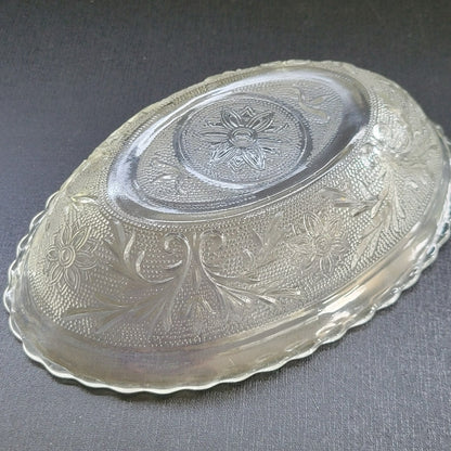 Anchor Hocking Sandwich Clear 8" Oval Serving Bowl, c.1940-60 USA