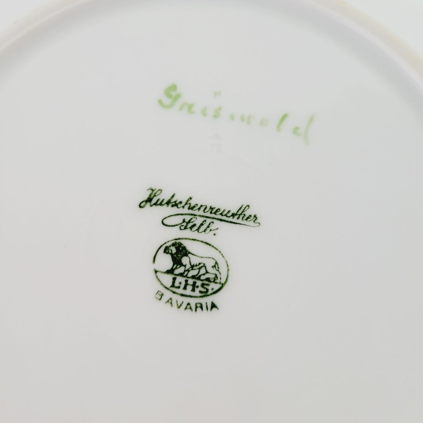 Hutschenreuther Hand Painted Green Bread Plate,  c.1925-39 Germany