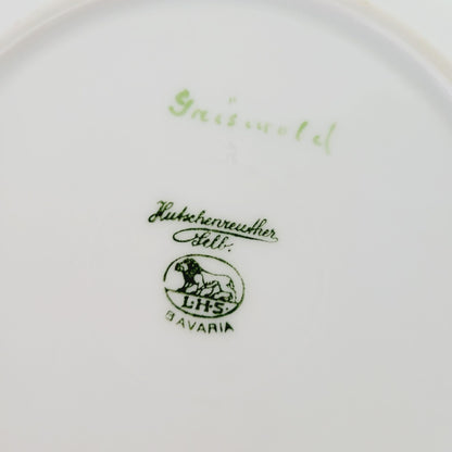Hutschenreuther Hand Painted Green Bread Plate,  c.1925-39 Germany