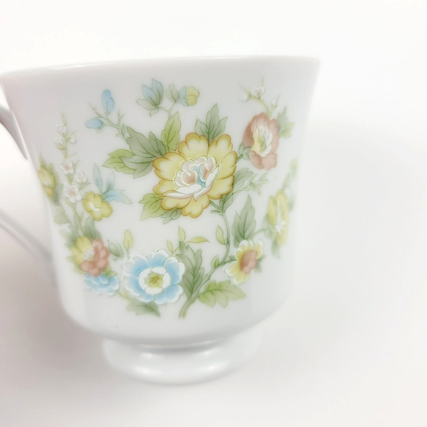 Vintage Shabby Chic Teacup & Saucer, 2 Sets, Pastel Floral, Made in Japan by Fashion Royale, Ashley Pattern
