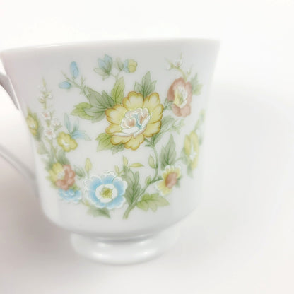 Vintage Shabby Chic Teacup & Saucer, 2 Sets, Pastel Floral, Made in Japan by Fashion Royale, Ashley Pattern
