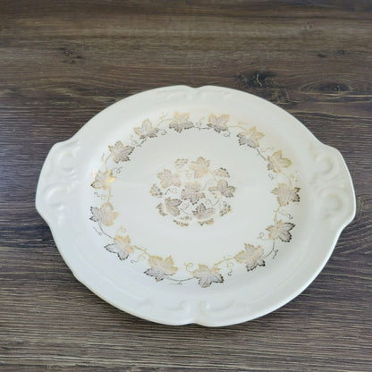 Edward Knowles Gold Leaf & Grape 10" Cake Serving Plate, USA Made