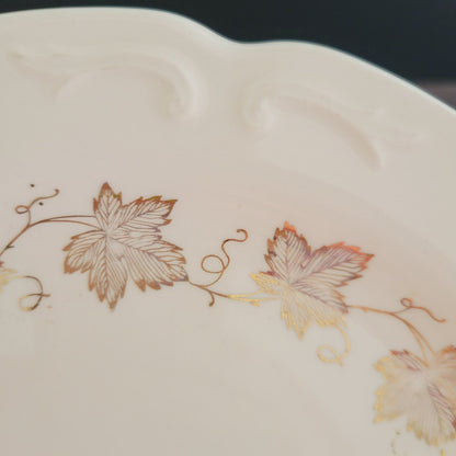 Edward Knowles Gold Leaf & Grape 10" Cake Serving Plate, USA Made