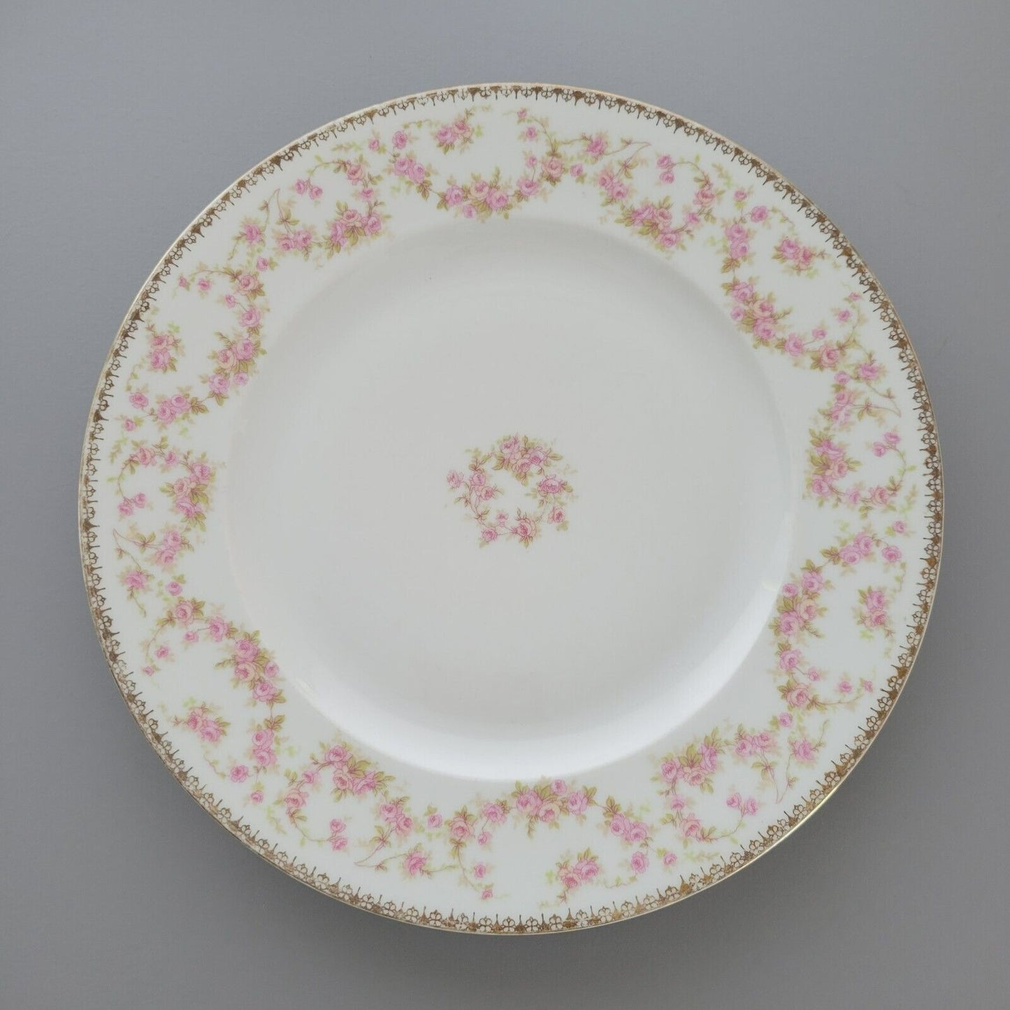 MZ Bridal Rose Floral Dinner Plate, Made in Czechoslovakia